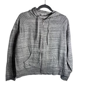 Eddie Bauer Women’s Gray And White Zip Jacket W/ Kangaroo Pockets. Size XL